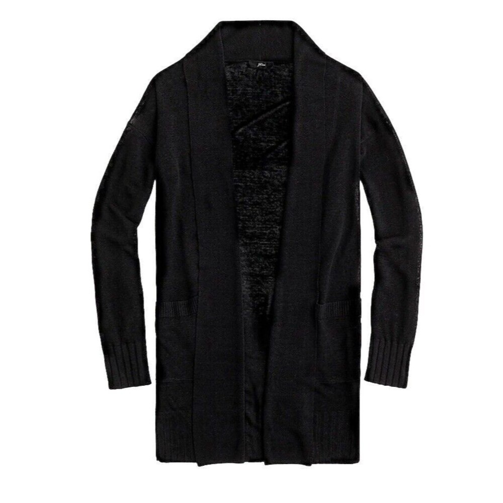 J Crew Long Linen Blend Cardigan Sweater Sz Small Semi Sheer Preppy Minimalist